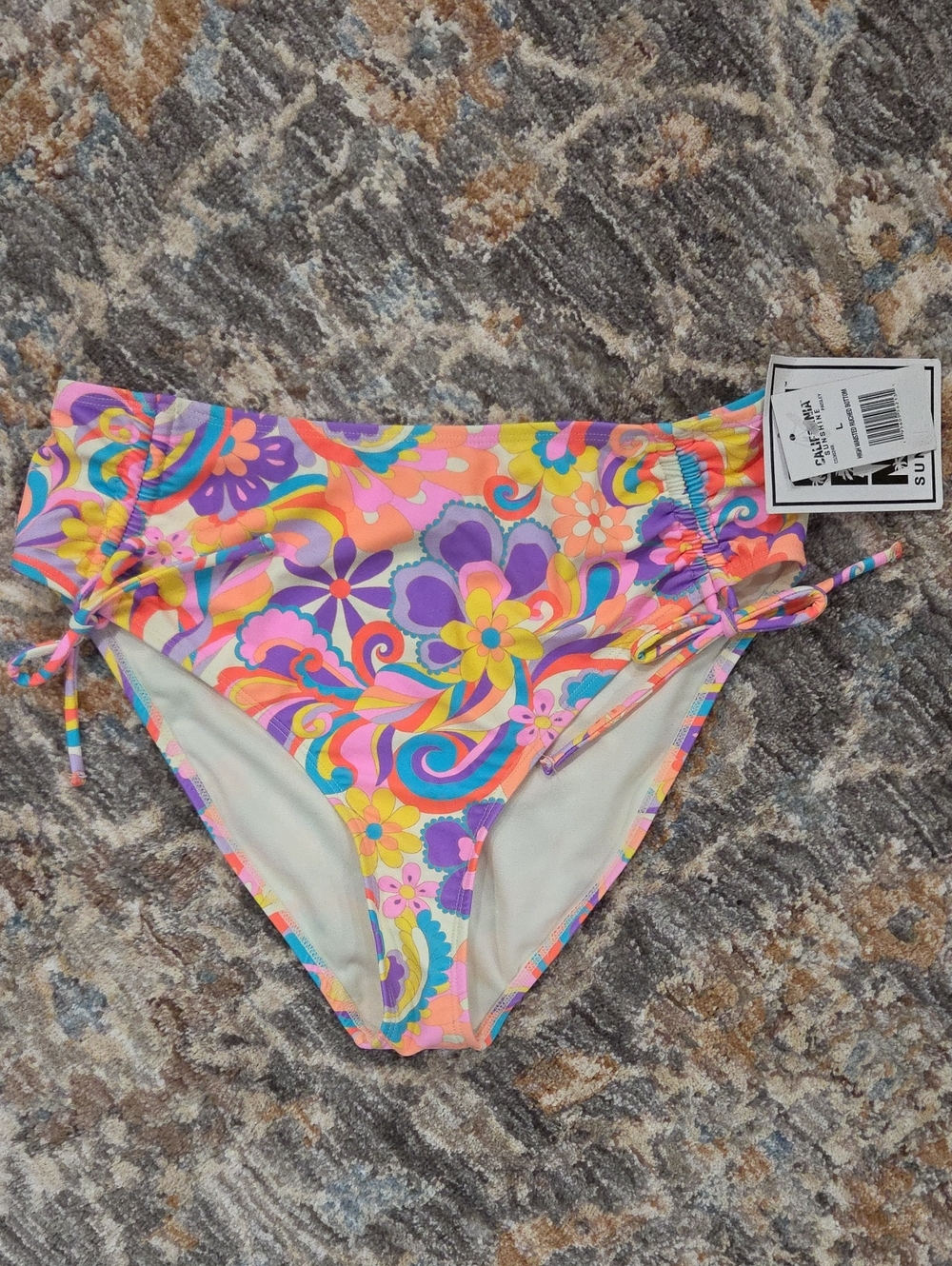 Women's Floral Tie-Side High Waisted Swim Bottoms - Multicolor
